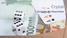  Presentation with playing cards - Amazing presentation theme having pair of dices and playing cards over euro money backdrop and a sky blue colored foreground