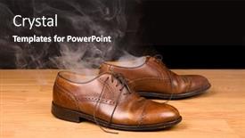  Presentation with dress shoes - Theme featuring pair-of-dress-shoes-steaming background and a dark gray colored foreground