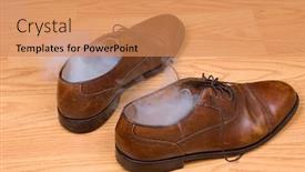  Presentation with dress shoes - Cool new PPT theme with pair-of-dress-shoes-steaming backdrop and a coral colored foreground