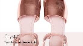  Presentation with pair - Presentation theme featuring pair of fashionable female sandals isolated on white background and a lemonade colored foreground