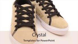  Presentation with sneakers - Presentation having pair of fashionable sneakers isolated on white background background and a coral colored foreground