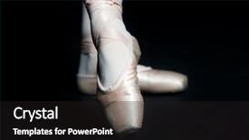  Presentation with ballet - Audience pleasing PPT theme consisting of pair of feet wearing ballet slippers posing on black background backdrop and a dark gray colored foreground