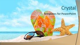  Presentation with starfish - Beautiful slide deck featuring pair of flip- flops backdrop and a arctic colored foreground