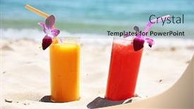  Presentation with tropical fruit - PPT layouts featuring pair of fruit shakes background and a light blue colored foreground