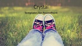  Presentation with wide - Presentation theme consisting of pair of generic looking shoes background and a yellow colored foreground