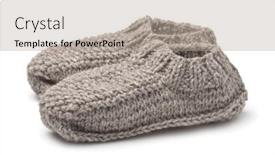  Presentation with slipper - PPT theme having pair-of-gray-woolen-knitted background and a mint green colored foreground