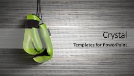  Presentation with boxing - Slides consisting of pair of green boxing gloves background and a light gray colored foreground