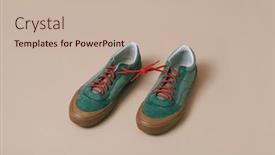  Presentation with sneakers - PPT theme enhanced with pair-of-green-sneakers background and a soft green colored foreground