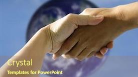  Presentation with helping hand - Cool new presentation with concept agreeement reached or help backdrop and a coral colored foreground