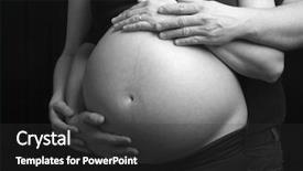  Presentation with pair of hands - Audience pleasing PPT theme consisting of pair of hands on pregnant backdrop and a  colored foreground