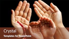  Presentation with praying hands - PPT theme consisting of pair of hands praying on black background background and a tawny brown colored foreground