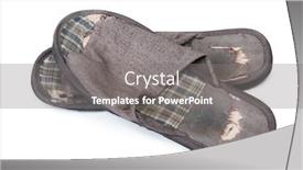  Presentation with pair - Amazing slide set having pair-of-home-worn-slippers backdrop and a gray colored foreground