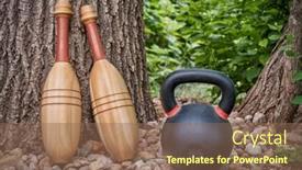  Presentation with exercise - Presentation design with pair-of-indian-exercise-clubs background and a violet colored foreground