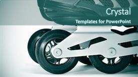  Presentation with pair - Cool new slides with pair of inline skates backdrop and a ocean colored foreground