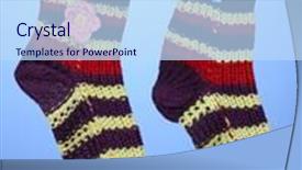  Presentation with socks - PPT theme featuring pair of knit striped socks background and a sky blue colored foreground