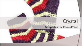  Presentation with socks - Cool new PPT theme with pair of knit striped socks backdrop and a light gray colored foreground