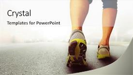  Presentation with healthy lifestyle - Cool new presentation with pair of legs on pavement backdrop and a white colored foreground