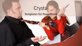  Presentation with managers - Beautiful PPT layouts featuring pair of managers communicating working on laptop computer backdrop and a lemonade colored foreground