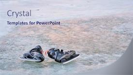  Presentation with ice frozen - Cool new slide set with pair-of-men-ice-skates backdrop and a sky blue colored foreground