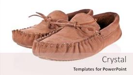  Presentation with pair - PPT theme enhanced with pair-of-moccasin-slippers-isolated background and a soft green colored foreground
