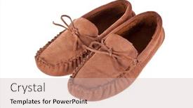  Presentation with pair - PPT theme enhanced with pair-of-moccasin-slippers-isolated background and a soft green colored foreground