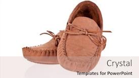  Presentation with pair - Amazing slides having pair-of-moccasin-slippers-isolated backdrop and a soft green colored foreground