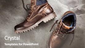  Presentation with pair - Amazing slide deck having pair of new boots backdrop and a gray colored foreground