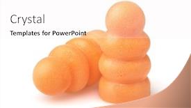  Presentation with orange peel isolated - Presentation design enhanced with pair-of-orange-foam-earplugs background and a white colored foreground