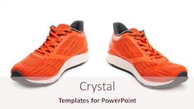  Presentation with sneakers - Audience pleasing PPT theme consisting of pair-of-orange-sport-sneakers backdrop and a lemonade colored foreground