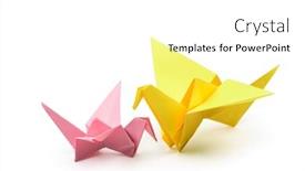  Presentation with child care - Colorful PPT theme enhanced with pair-of-origami-birds-child backdrop and a white colored foreground