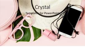  Presentation with top hat - Cool new PPT layouts with pair of pink canvas sneakers backdrop and a soft green colored foreground