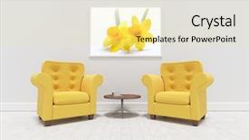  Presentation with yellow and teal design no picture - Slide set with pair of pretty yellow daffodil background and a blonde colored foreground