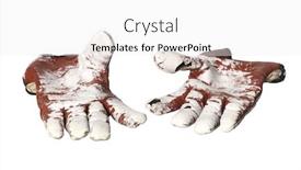  Presentation with pair - Slides having pair-of-protective-gloves background and a white colored foreground