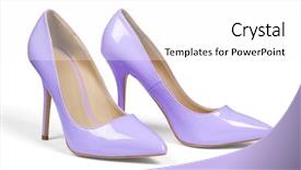  Presentation with purple floral sword - Amazing PPT layouts having pair of purple high heel backdrop and a white colored foreground