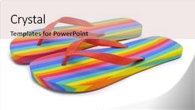  Presentation with hat and flip flop - Slides enhanced with pair of rainbow flip-flops background and a lemonade colored foreground