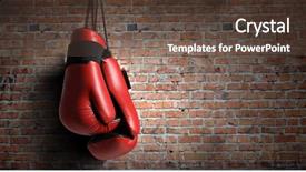  Presentation with boxing ring - Slide set consisting of pair of red boxing gloves background and a tawny brown colored foreground