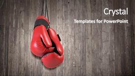  Presentation with pair of gloves - Audience pleasing theme consisting of pair of red boxing gloves backdrop and a gray colored foreground