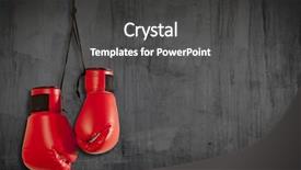 Presentation with boxing - Presentation theme featuring pair of red boxing gloves hanging on wall background and a dark gray colored foreground