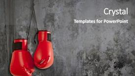  Presentation with thai boxing - Slide deck consisting of pair of red boxing gloves background and a  colored foreground