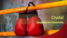  Presentation with boxing ring - Presentation theme featuring pair of red boxing gloves background and a tawny brown colored foreground
