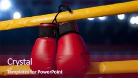  Presentation with thai boxing - Presentation with pair of red boxing gloves background and a crimson colored foreground