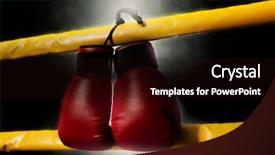  Presentation with boxing ring - PPT theme with pair of red boxing gloves background and a wine colored foreground