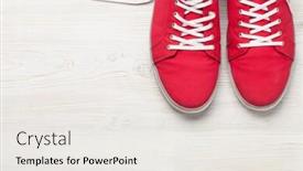  Presentation with sneakers - PPT theme enhanced with pair-of-red-sneakers-over background and a sky blue colored foreground
