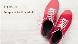  Presentation with sneakers - Amazing slides having pair-of-red-sneakers-over backdrop and a sky blue colored foreground