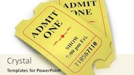  Presentation with movie - Colorful PPT theme enhanced with pair of retro movie tickets backdrop and a yellow colored foreground