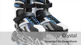  Presentation with pair - Slides consisting of pair of roller skates isolated background and a light gray colored foreground