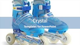  Presentation with pair - Colorful slides enhanced with pair of roller skates isolated backdrop and a teal colored foreground