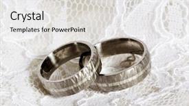  Presentation with rustic wedding - Beautiful presentation featuring pair of rustic wedding rings backdrop and a light gray colored foreground
