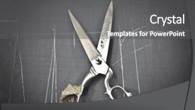  Presentation with pair - Presentation theme enhanced with pair of scissors background and a dark gray colored foreground