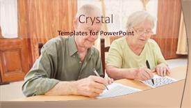  Presentation with brain memory - Slides with pair-of-seniors-solving-puzzles background and a lemonade colored foreground